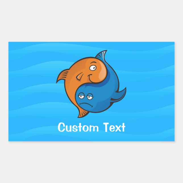 Yin Yang Fish Cartoon Rectangular Sticker (Front)