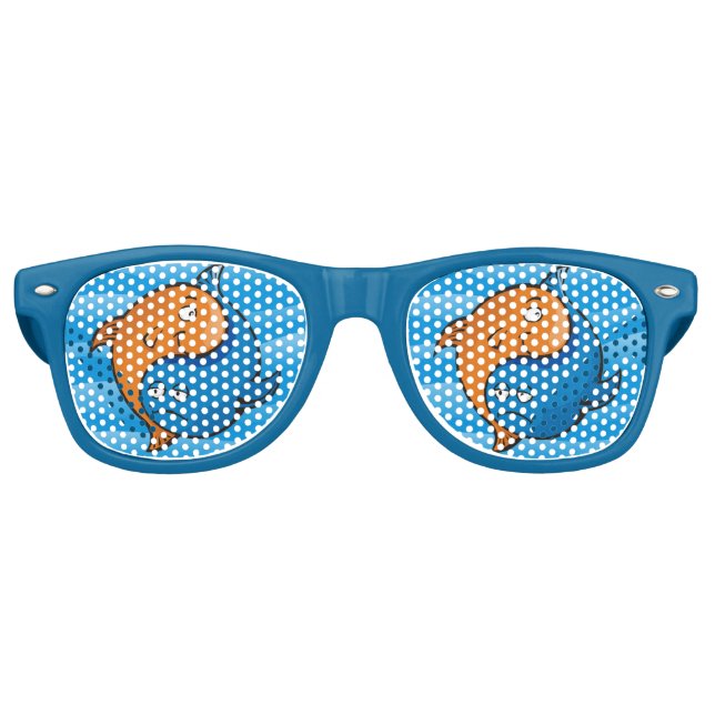 Yin Yang Fish Cartoon Retro Sunglasses (Front)