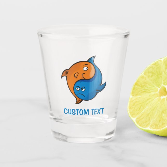 Yin Yang Fish Cartoon Shot Glass (Front)