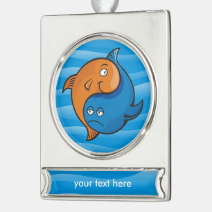 Yin Yang Fish Cartoon Silver Plated Banner Ornament