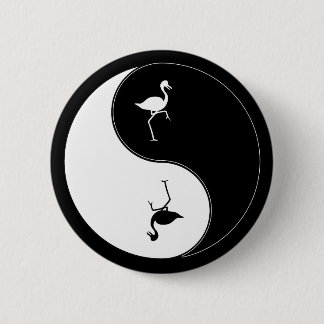 Yin Yang Flamingo 6 Cm Round Badge
