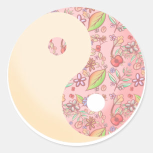 Yin Yang Floral  Classic Round Sticker