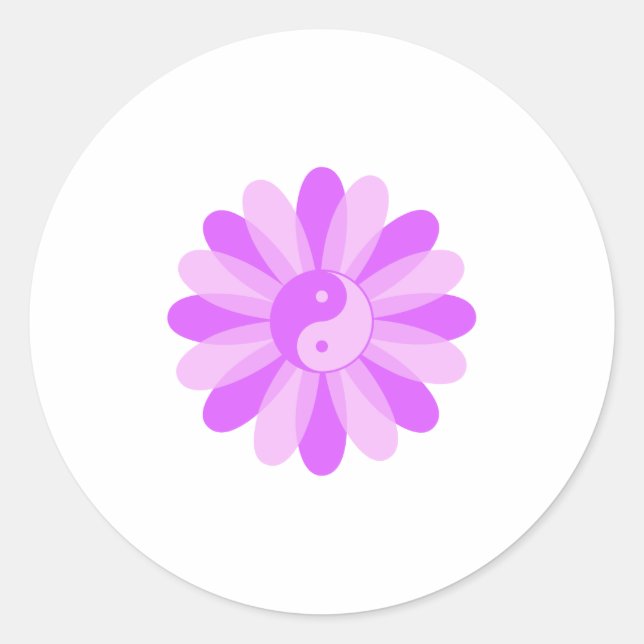 Yin Yang Floral Classic Round Sticker (Front)