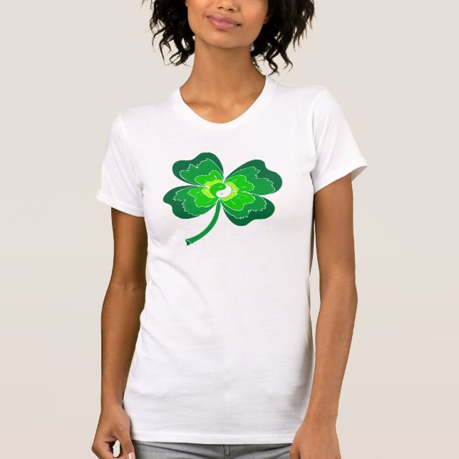 Yin Yang Four Leaf Clover T-Shirt (Front)