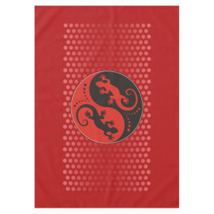YIN & YANG Geckos black red + your background idea Tablecloth