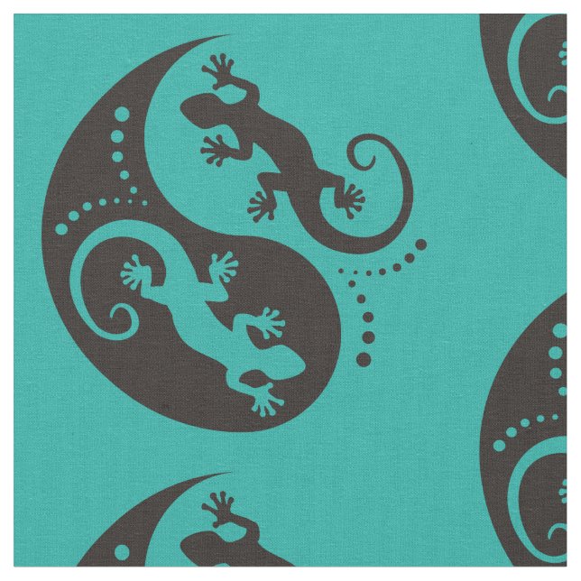 YIN & YANG Geckos black + your background & idea Fabric (Close Up)