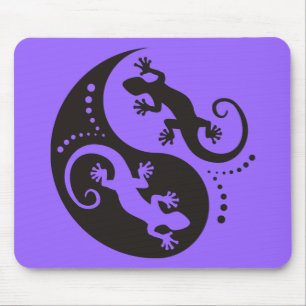 YIN & YANG Geckos black + your background & idea Mouse Pad