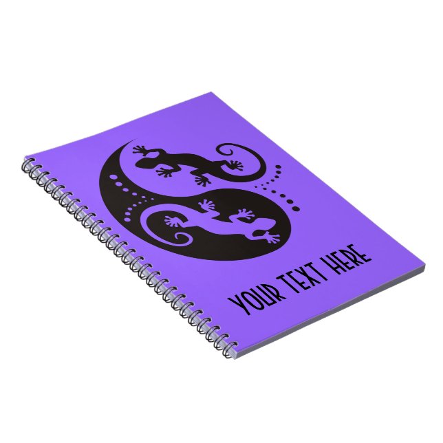 YIN & YANG Geckos black + your background & idea Spiral Notebook (Right Side)