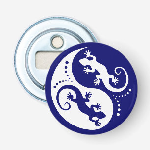 YIN & YANG Geckos white + your background & idea Bottle Opener