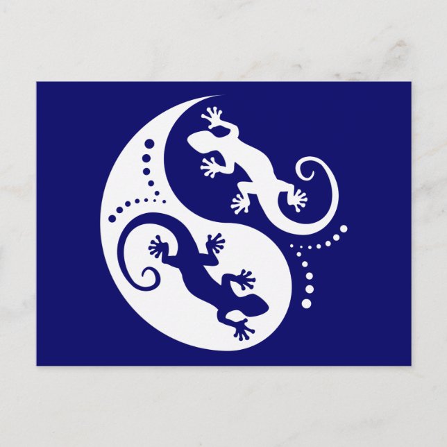 YIN & YANG Geckos white + your idea Postcard (Front)