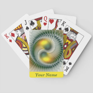 Yin Yang Green Yellow Abstract Colourful Art Name Playing Cards