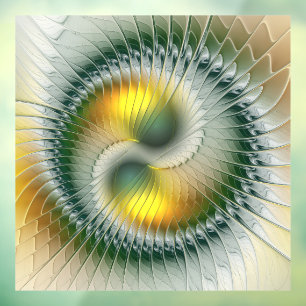 Yin Yang Green Yellow Abstract Colourful Fractal