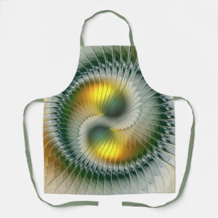 Yin Yang Green Yellow Abstract Colourful Fractal Apron