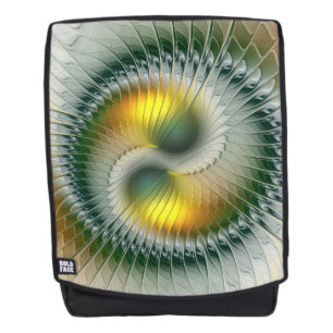Yin Yang Green Yellow Abstract Colourful Fractal Backpack