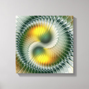 Yin Yang Green Yellow Abstract Colourful Fractal Canvas Print