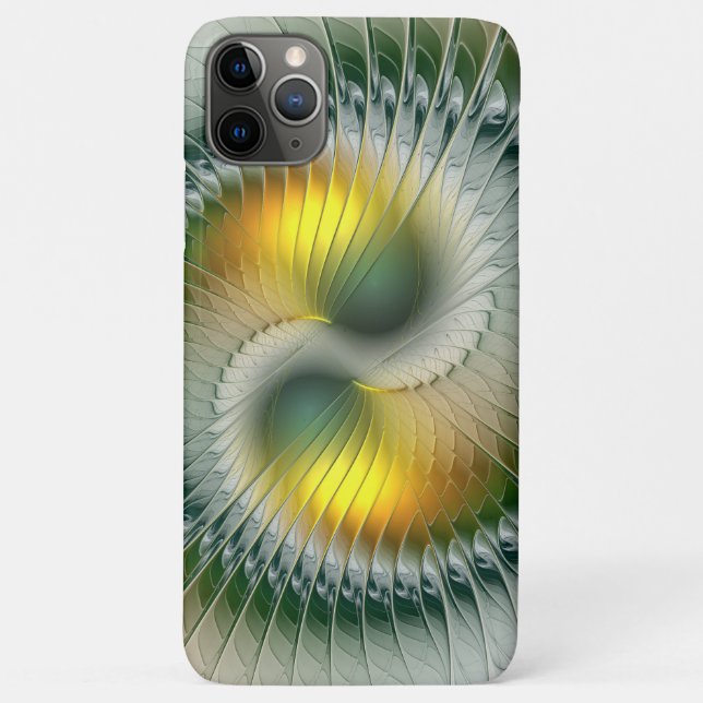 Yin Yang Green Yellow Abstract Colourful Fractal Case-Mate iPhone Case (Back)