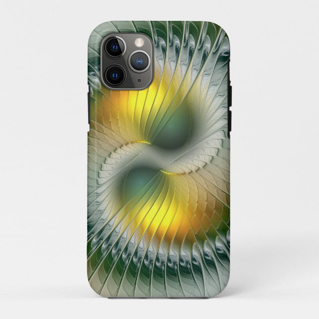 Yin Yang Green Yellow Abstract Colourful Fractal Case-Mate iPhone Case (Back)