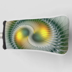 Yin Yang Green Yellow Abstract Colourful Fractal Golf Head Cover