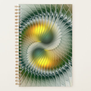 Yin Yang Green Yellow Abstract Colourful Fractal Planner