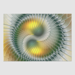 Yin Yang Green Yellow Abstract Colourful Fractal Tissue Paper