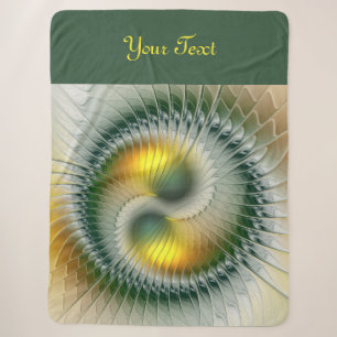 Yin Yang Green Yellow Abstract Fractal Art Text Sherpa Blanket