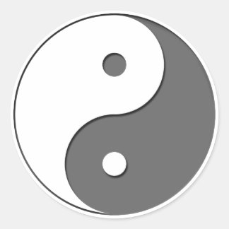 Yin Yang - grey 1 Classic Round Sticker