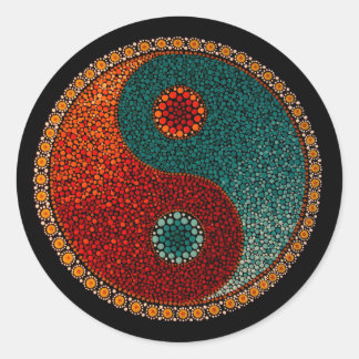 Yin Yang Hand Painted Mandala Classic Round Sticker