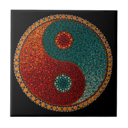 Yin Yang Hand Painted Mandala Tile