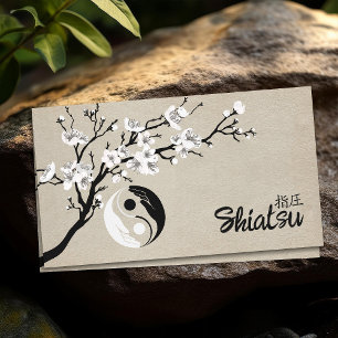 Yin Yang Hands Sakura Tree Branch Business Card