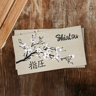 Yin Yang Hands Sakura Tree Branch Business Card