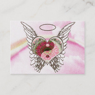 Yin Yang Heart Angel Wings Watercolor Business Card