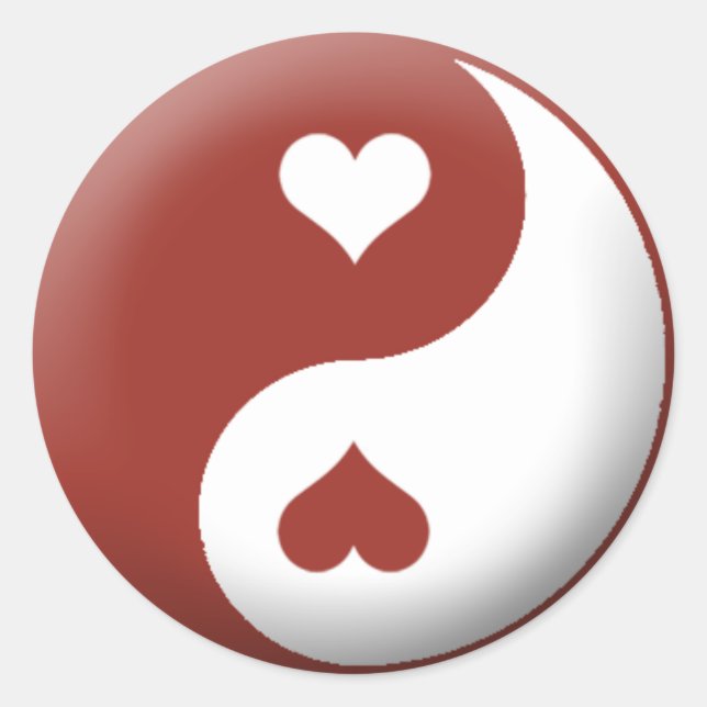 Yin Yang Heart Classic Round Sticker (Front)