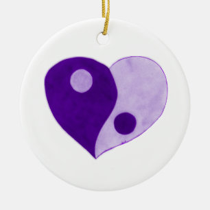 Yin Yang Heart (Purple/Lilac) Ceramic Tree Decoration