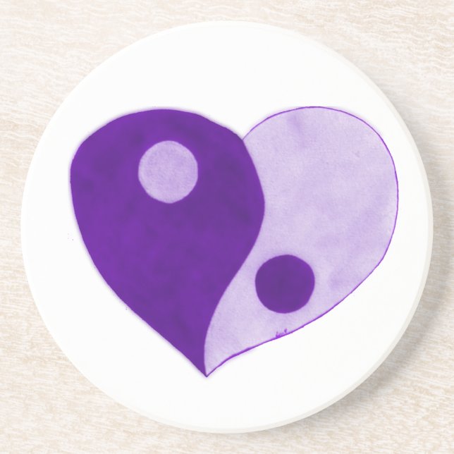 Yin Yang Heart (Purple/Lilac) Coaster (Front)