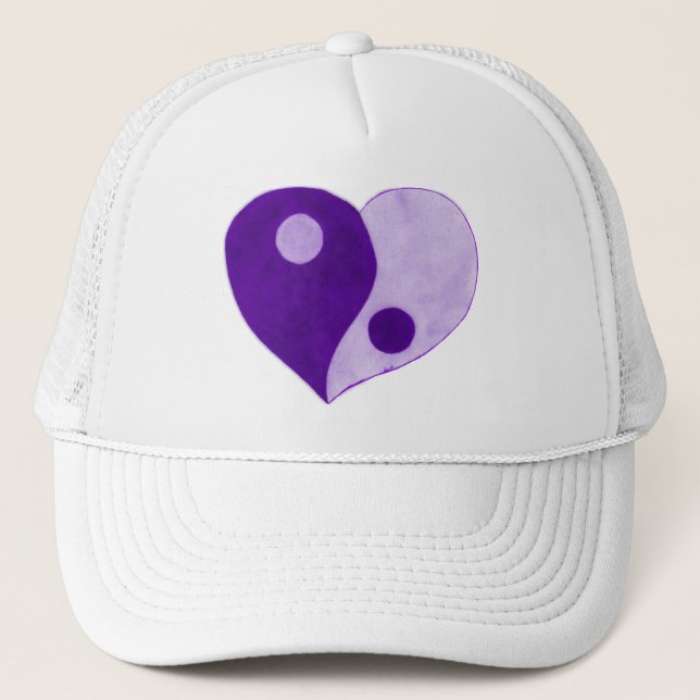 Yin Yang Heart (Purple/Lilac) Trucker Hat (Front)