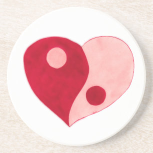 Yin Yang Heart (Red/Pink) Coaster