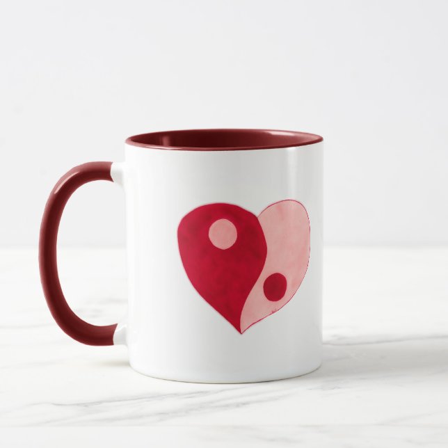 Yin Yang Heart (Red/Pink) Mug (Left)