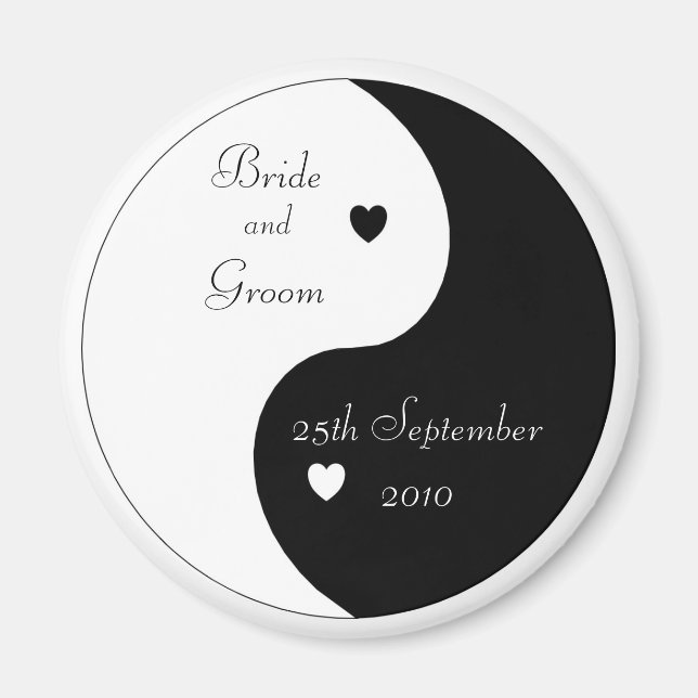 Yin Yang Heart Save The Date Wedding Magnet (Front)