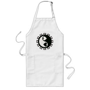 YIN YANG HEARTS BLACK & WHITE LONG APRON