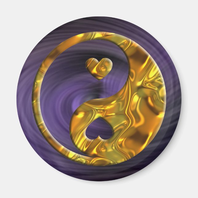 Yin & Yang / Hearts gold Magnet (Front)