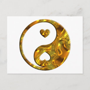 Yin & Yang / Hearts gold Postcard