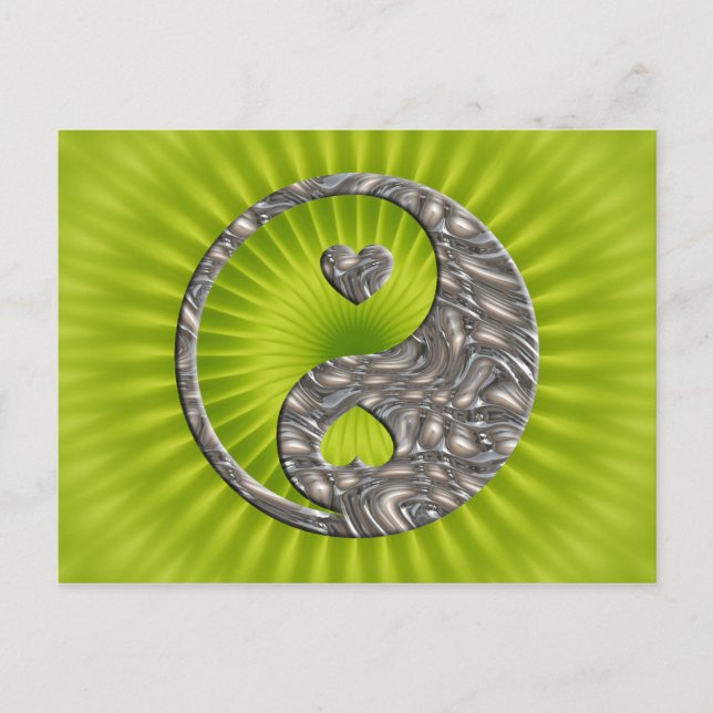 Yin & Yang / Hearts SILVER Postcard (Front)