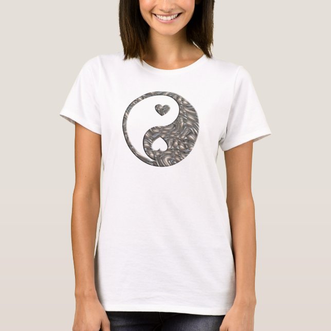 Yin & Yang / Hearts SILVER T-Shirt (Front)