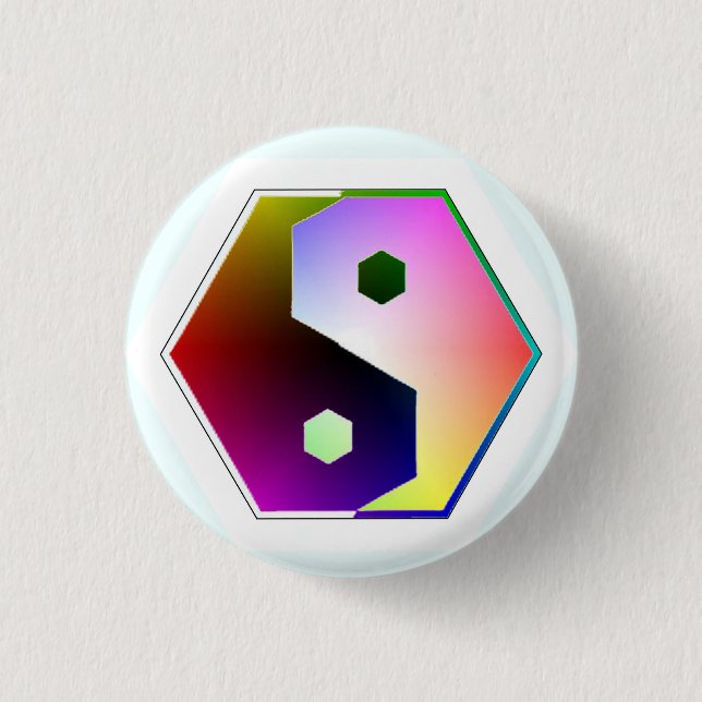Yin Yang Hexagon 3 Cm Round Badge (Front)