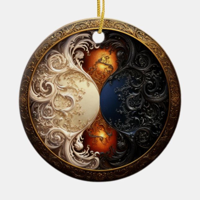 Yin-Yang Hourglass Ceramic Tree Decoration (Front)
