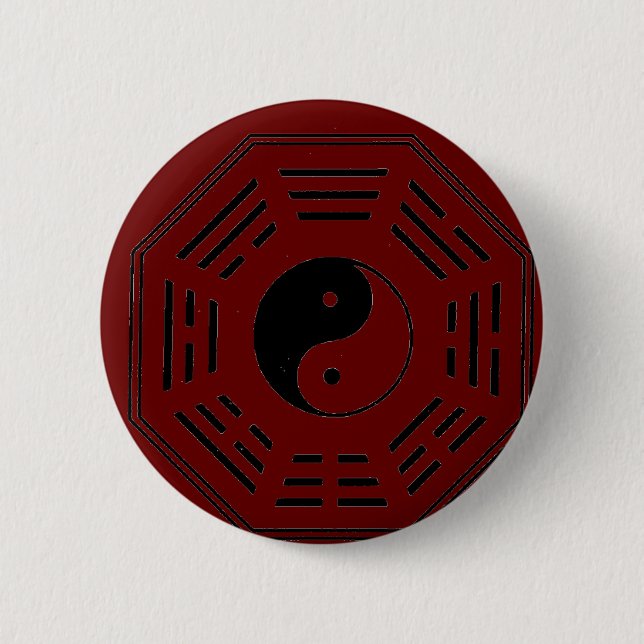 yin-yang i-ching 6 cm round badge (Front)