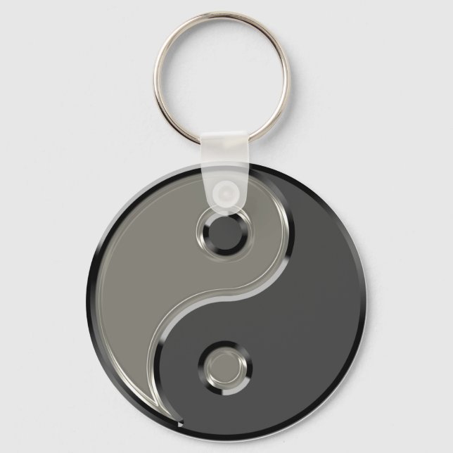 Yin Yang in 2 Shades of Grey Key Ring (Front)