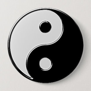 Yin Yang in Black and White 10 Cm Round Badge