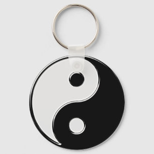 Yin Yang in Black and White Key Ring