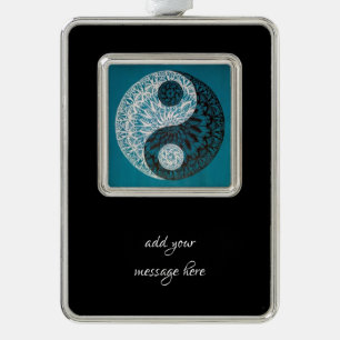 Yin Yang Inset Silver Plated Framed Ornament